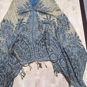 Sophisticated Blue and Gold Paisley Cape